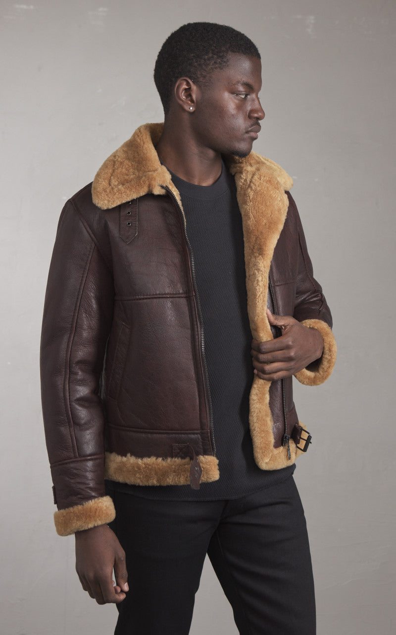 Military Surplus B-46 Shearling Flight Leather Jacket Brown