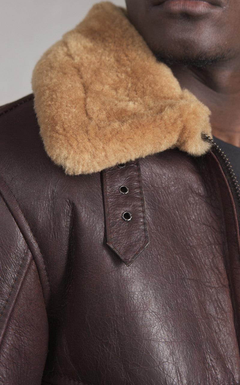 Military Surplus B-46 Shearling Flight Leather Jacket Brown