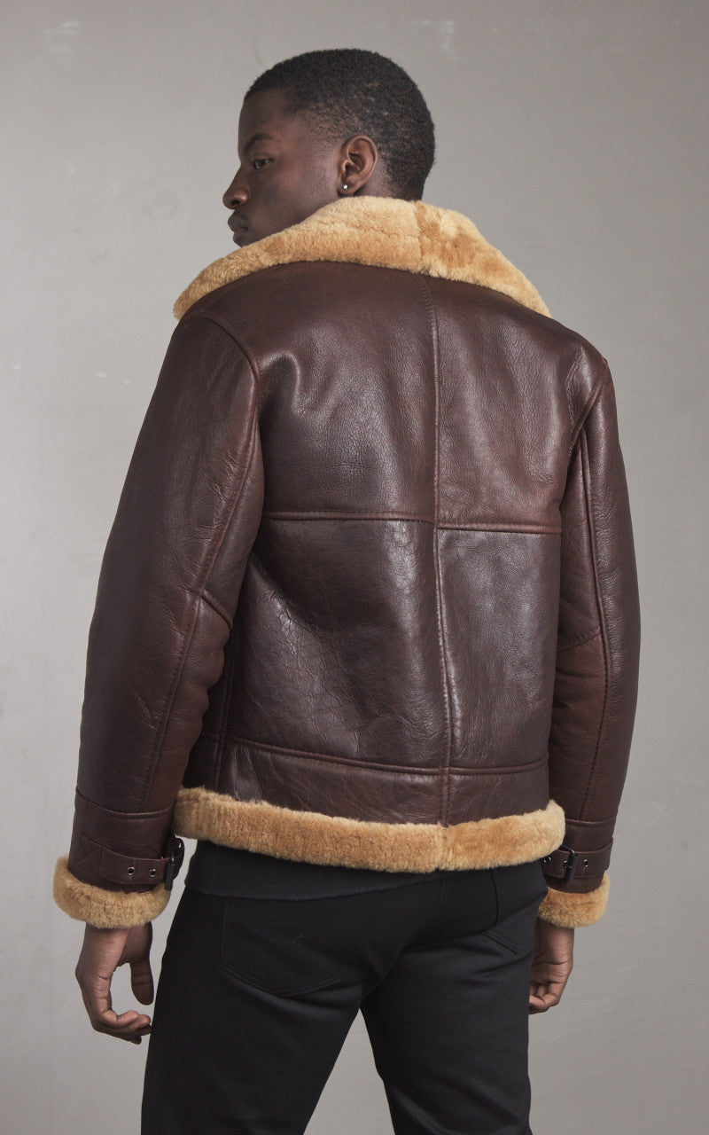 Military Surplus B-46 Shearling Flight Leather Jacket Brown