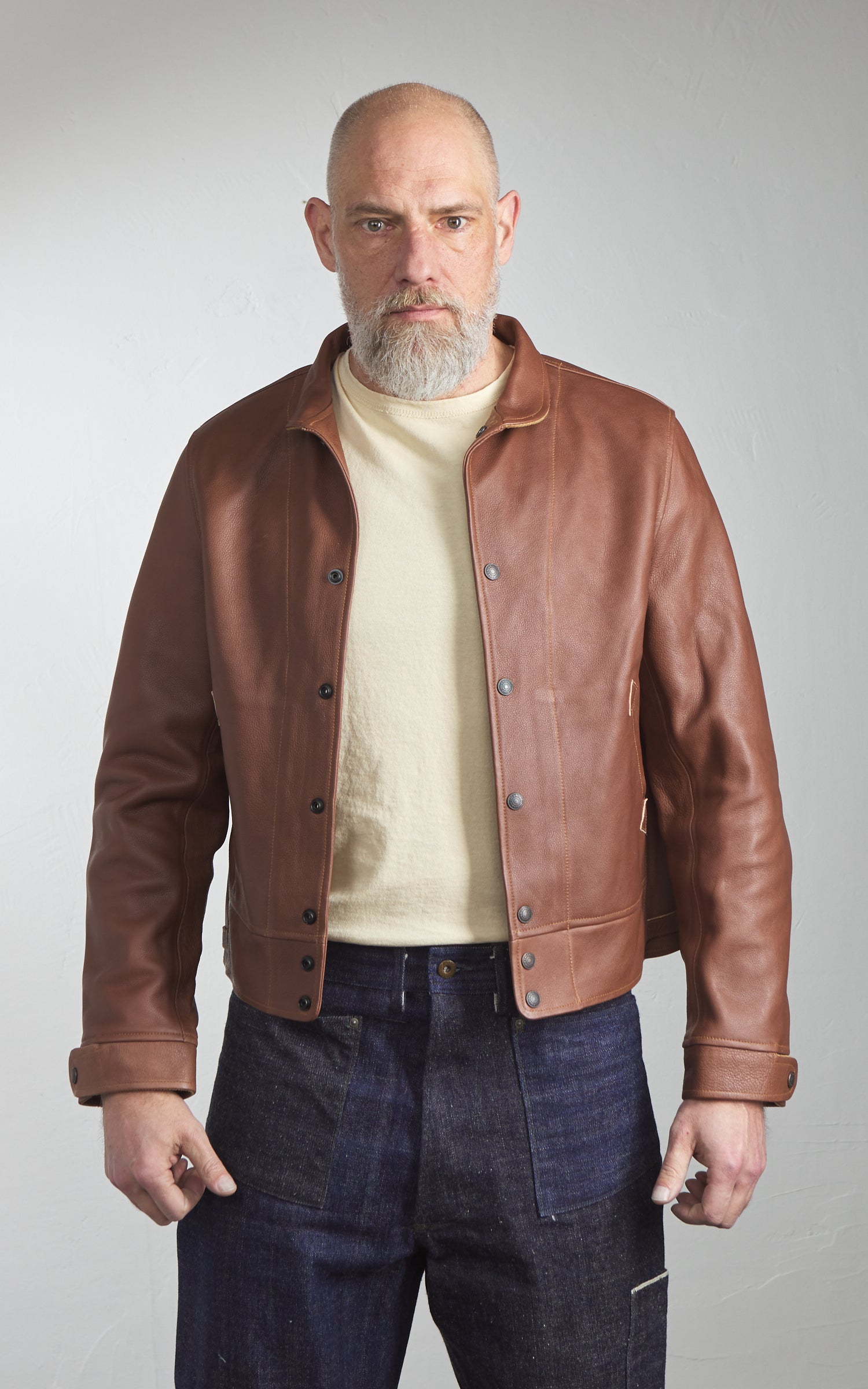 Mister Freedom Campus "Stud" Jacket Bison Leather Brown