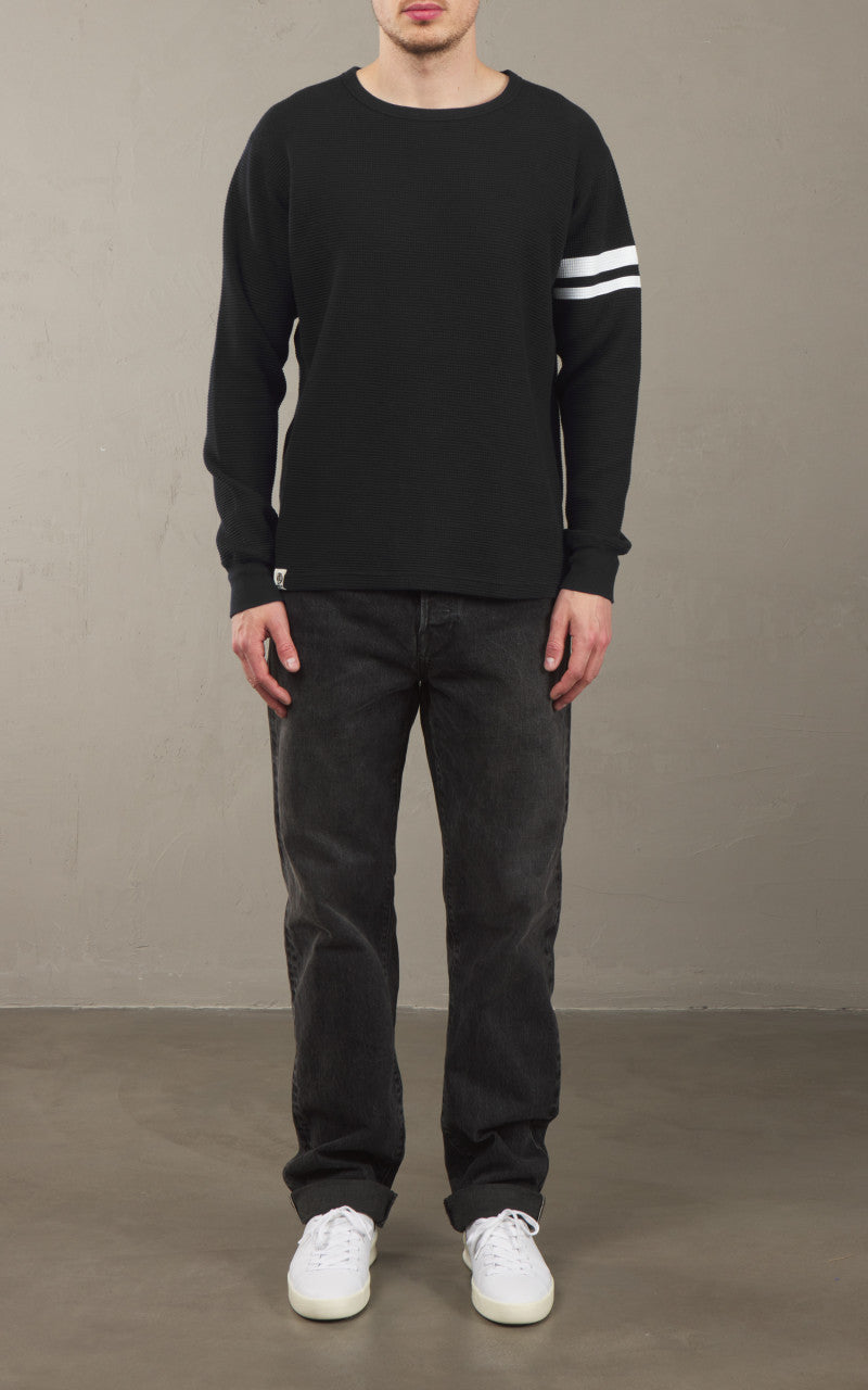Momotaro Jeans MZTS0079 GTB Thermal Longsleeve T-Shirt Black