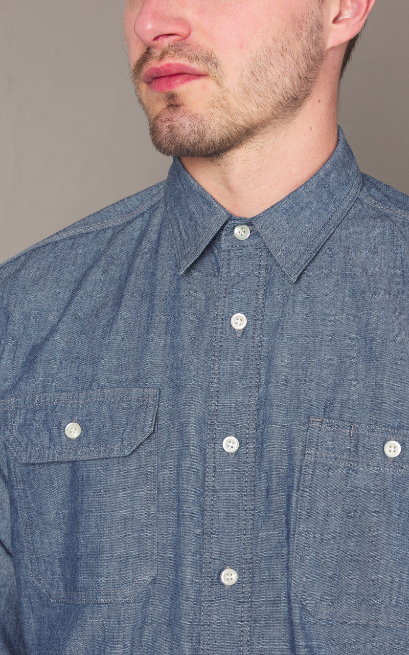Momotaro Jeans MXLS1010 5oz Selvedge Chambray Shirt Indigo