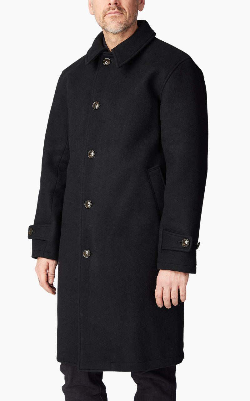 Momotaro Jeans MXOT1500 Heavy Melton Balmacaan Coat Black