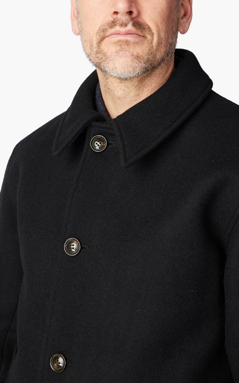 Momotaro Jeans MXOT1500 Heavy Melton Balmacaan Coat Black