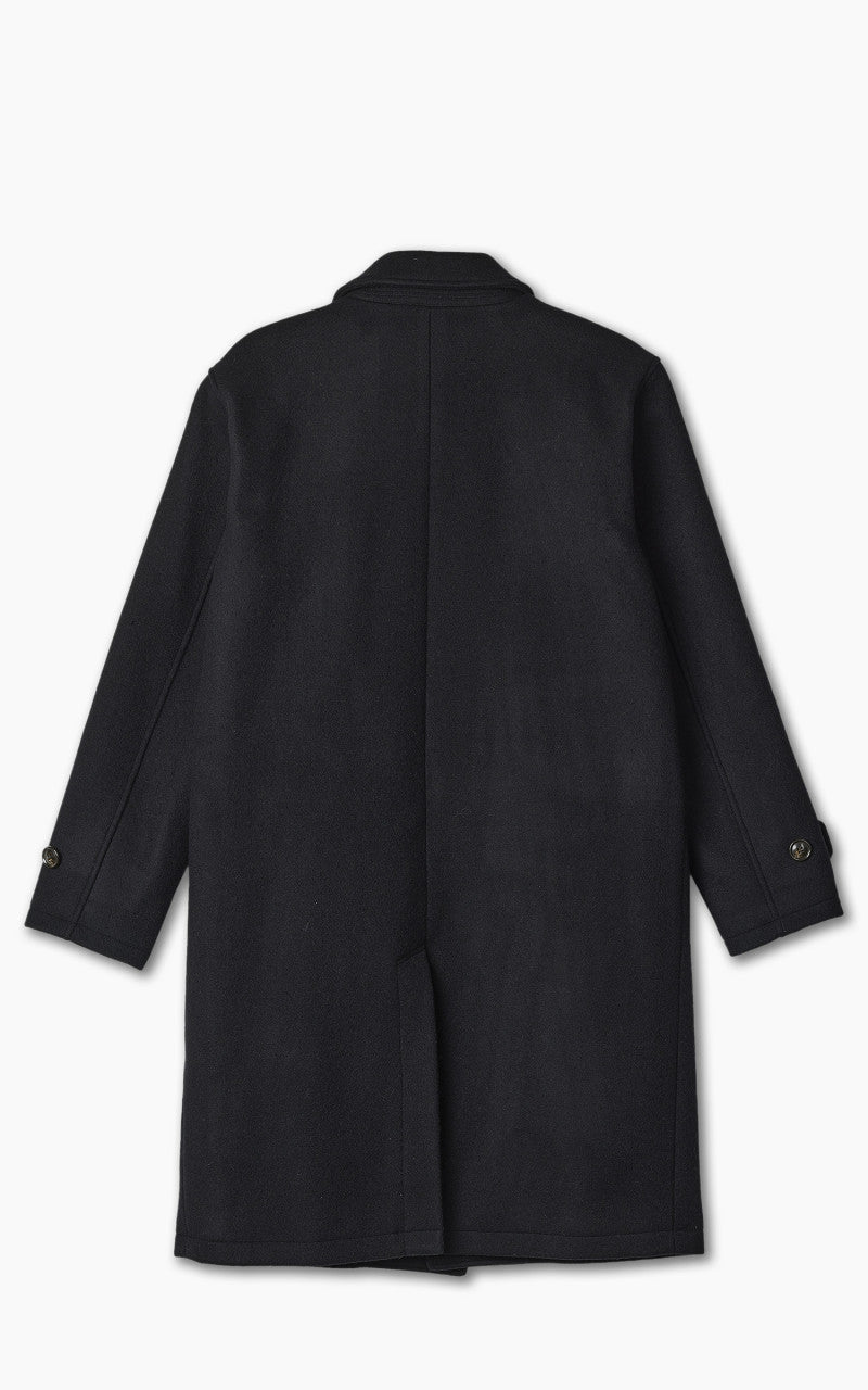 Momotaro Jeans MXOT1500 Heavy Melton Balmacaan Coat Black