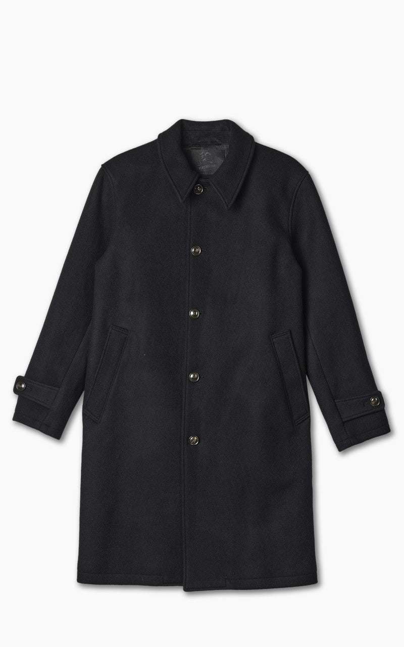 Momotaro Jeans MXOT1500 Heavy Melton Balmacaan Coat Black