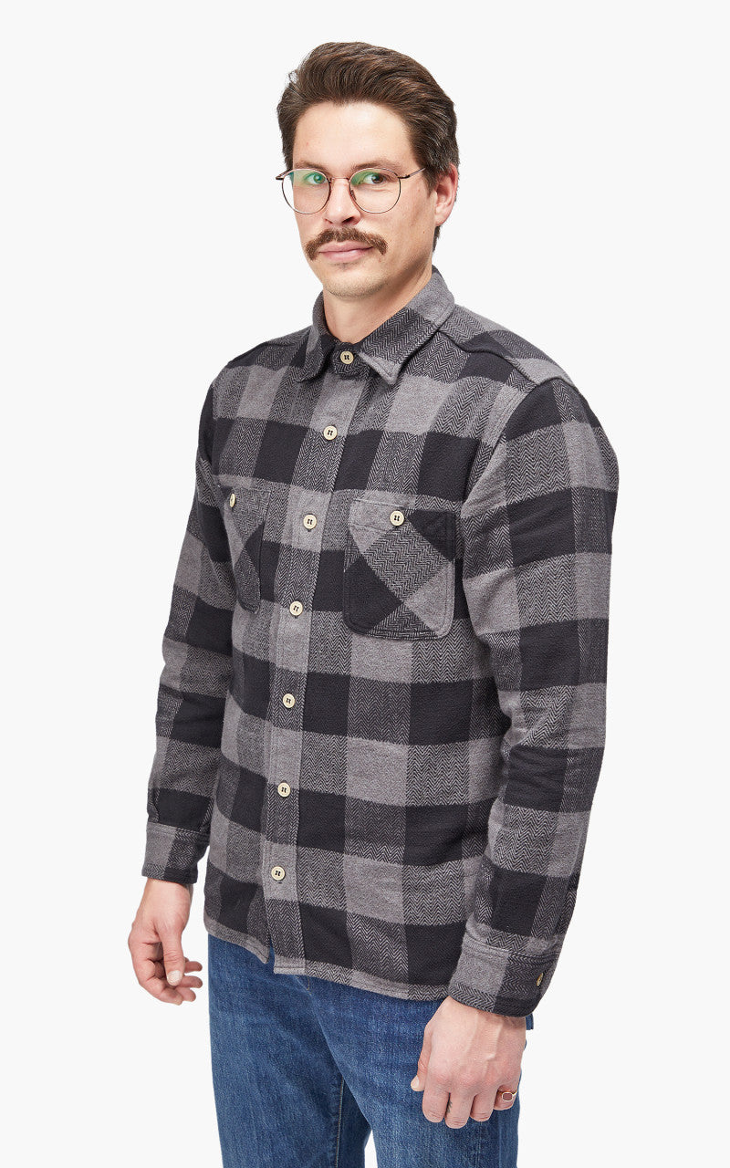 Momotaro Jeans MLS1020M23 Original Triple Yarn Twill Check Shirt Grey