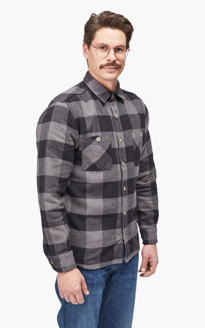 Momotaro Jeans MLS1020M23 Original Triple Yarn Twill Check Shirt Grey