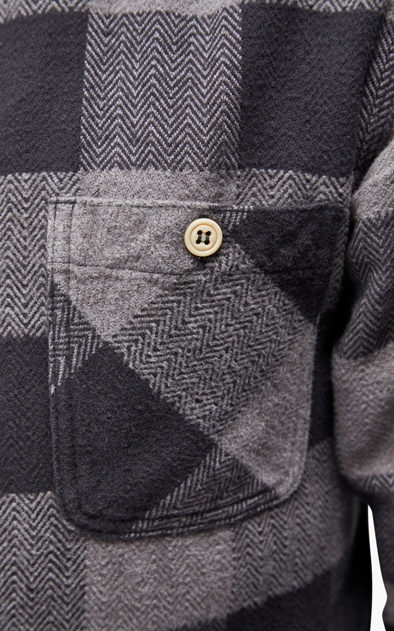 Momotaro Jeans MLS1020M23 Original Triple Yarn Twill Check Shirt Grey