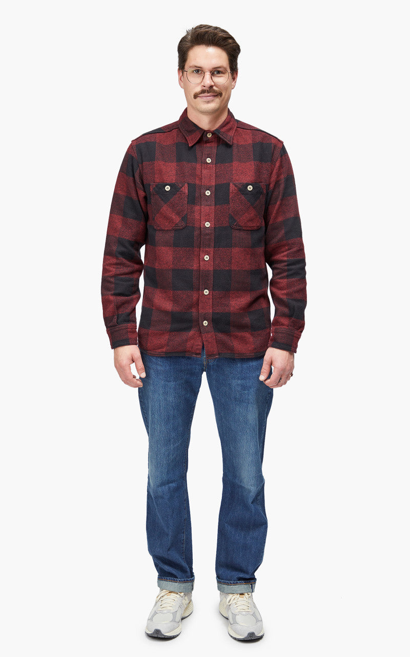 Momotaro Jeans MLS1020M23 Original Triple Yarn Twill Check Shirt Red