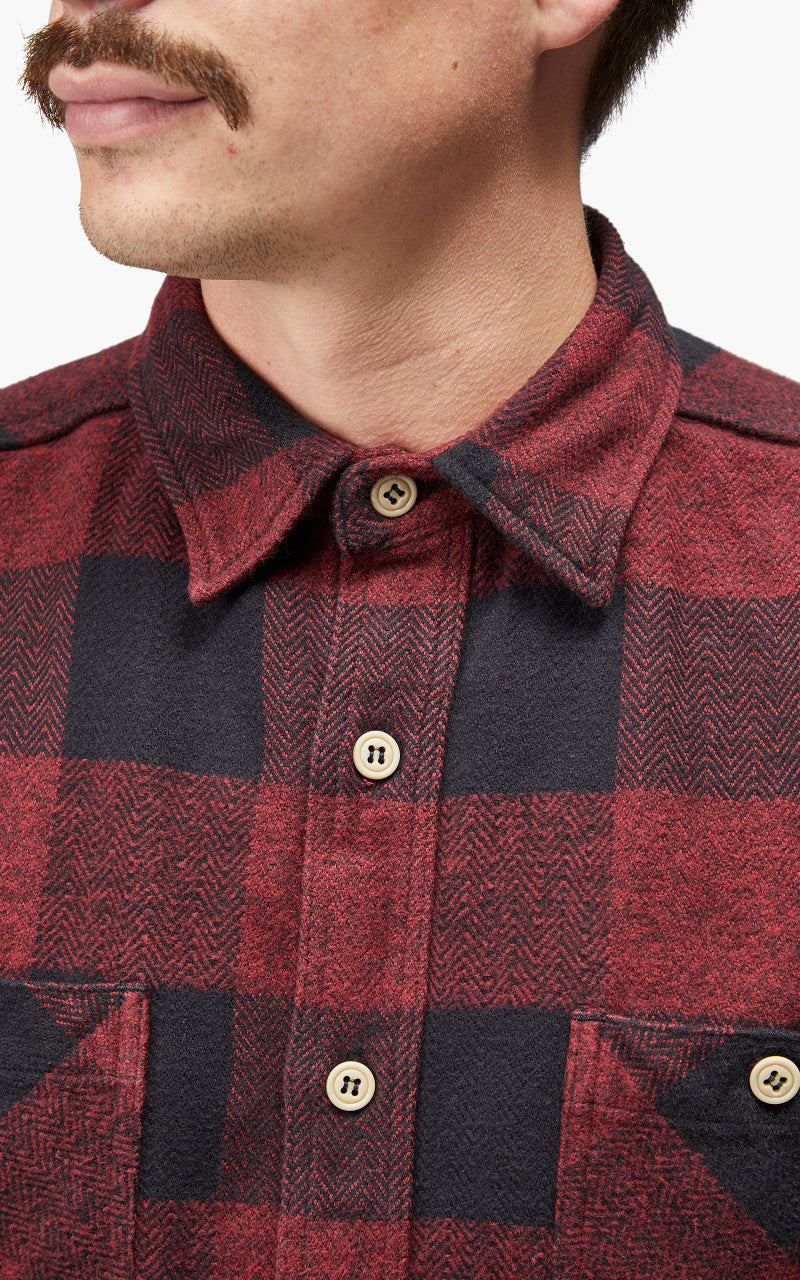 Momotaro Jeans MLS1020M23 Original Triple Yarn Twill Check Shirt Red