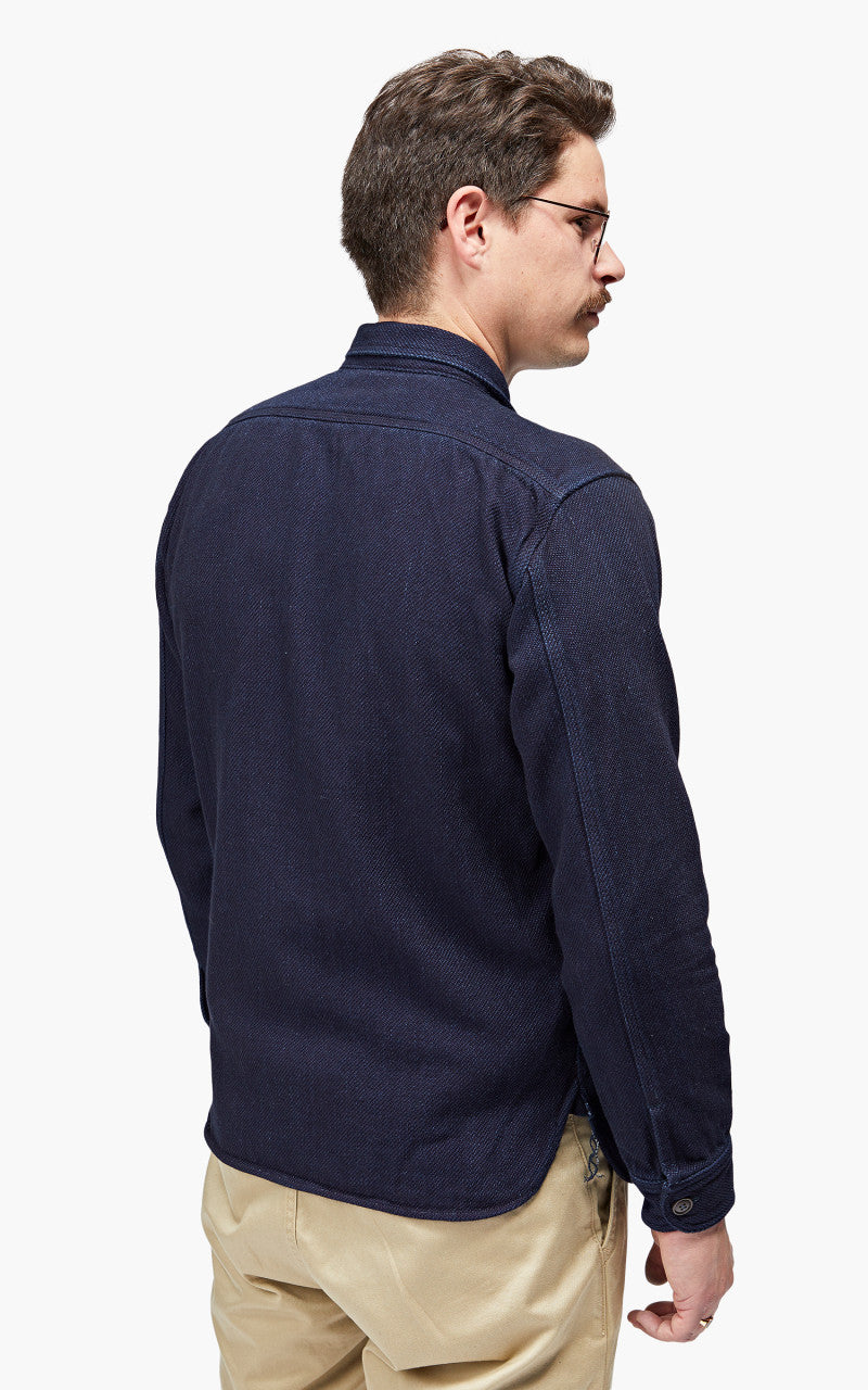 Momotaro Jeans MLS1070M23 Heavy Dobby Shirt Sashiko Indigo