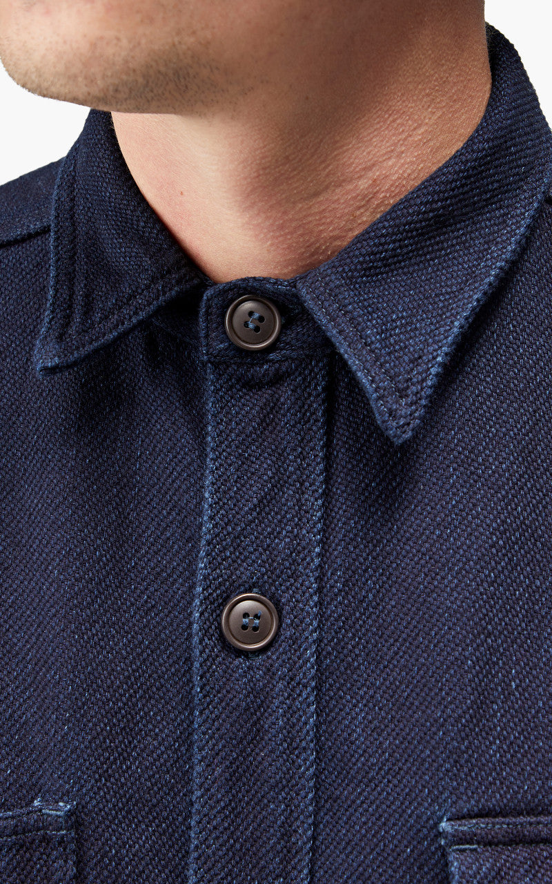 Momotaro Jeans MLS1070M23 Heavy Dobby Shirt Sashiko Indigo