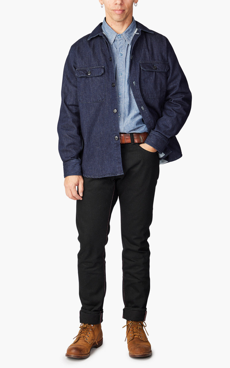 Momotaro Jeans Brushed Denim Shirt Indigo