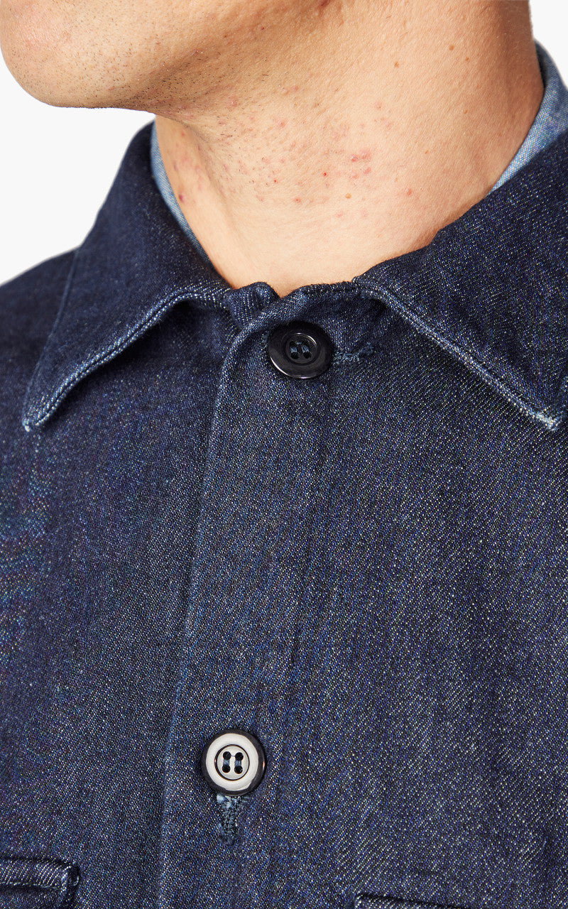 Momotaro Jeans Brushed Denim Shirt Indigo