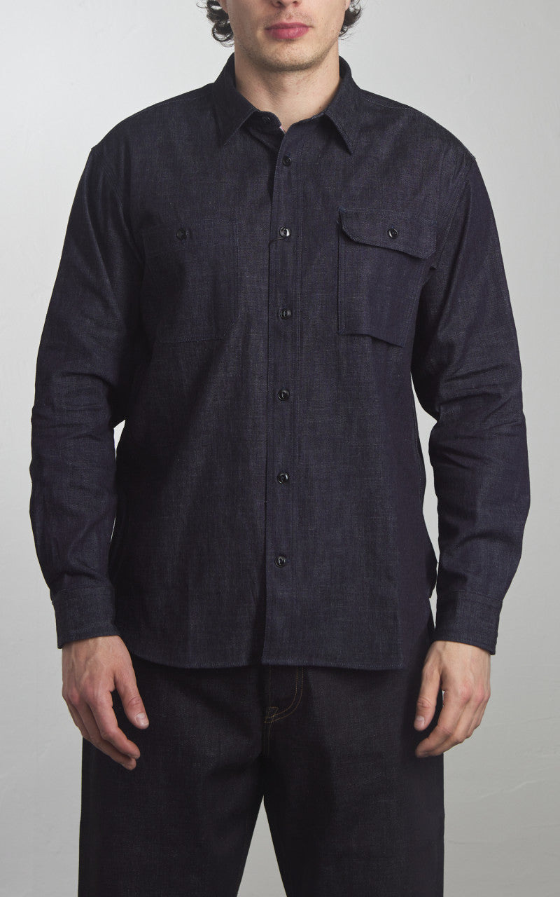 Momotaro Jeans MALS1000 Triple Stitch L/S Denim Shirt Indigo 8oz