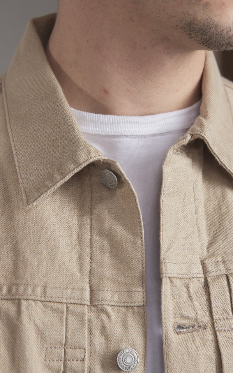 Momotaro Jeans MXGJ1004 Kakishibu Dyed Type 2 Denim Jacket Beige 13.5oz