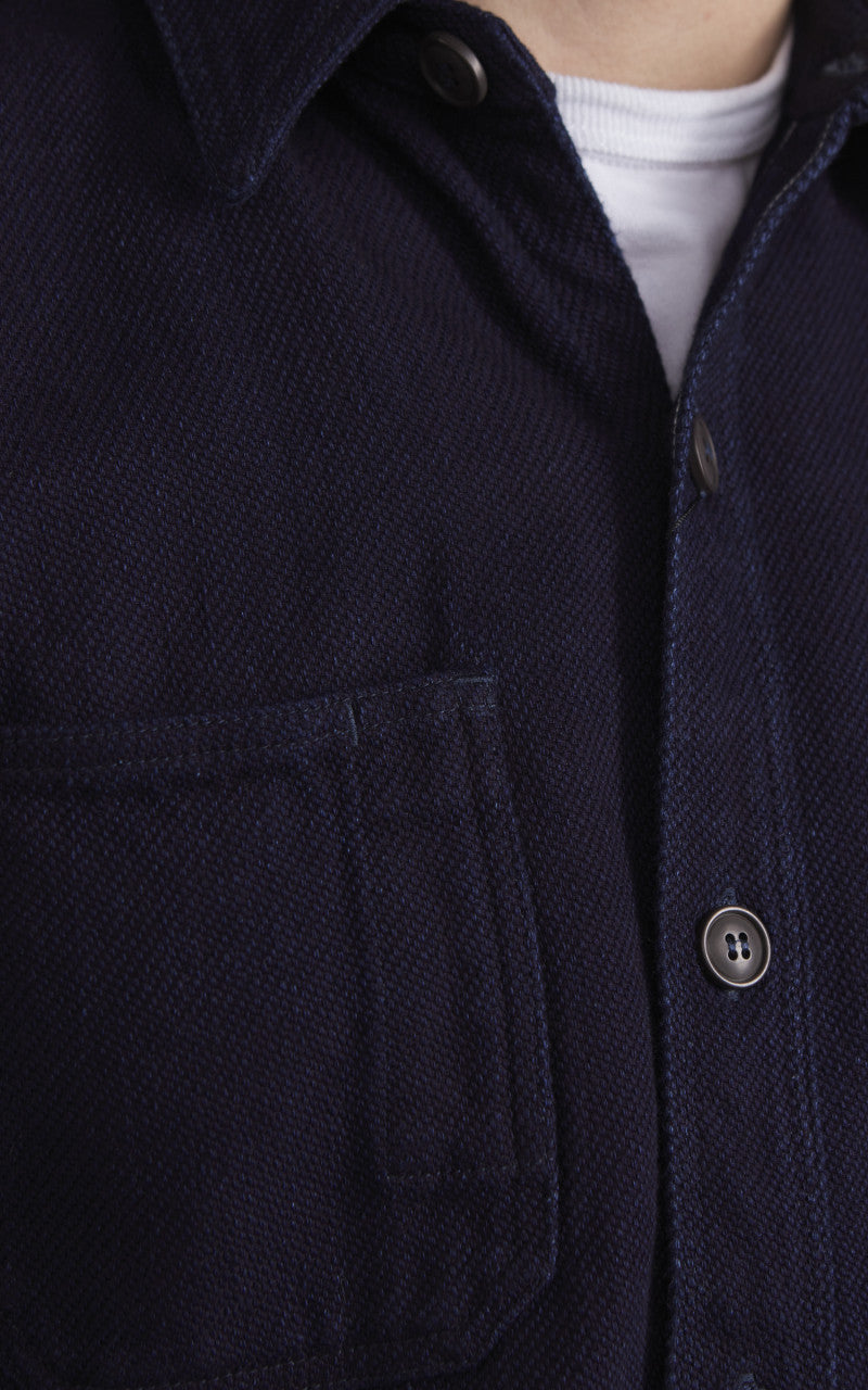 Momotaro Jeans MZLS1070 Heavy Dobby Shirt Sashiko Indigo