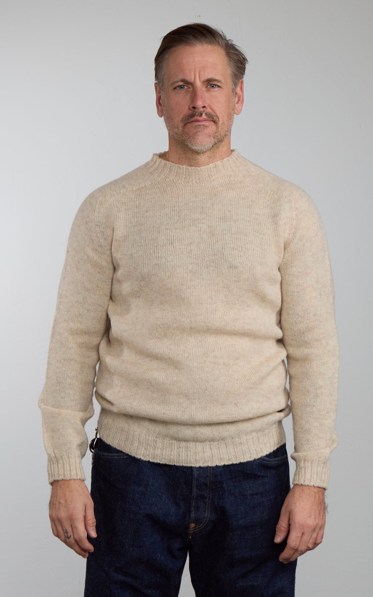 Mooncastle SW1 Shetland Wool Crewneck Sweater Ivory