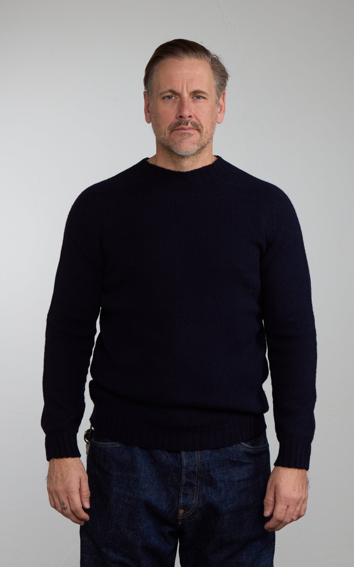 Mooncastle SW1 Shetland Wool Crewneck Sweater Navy