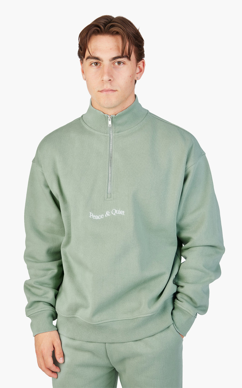 Museum of Peace & Quiet Wordmark Quarter Zip Sage