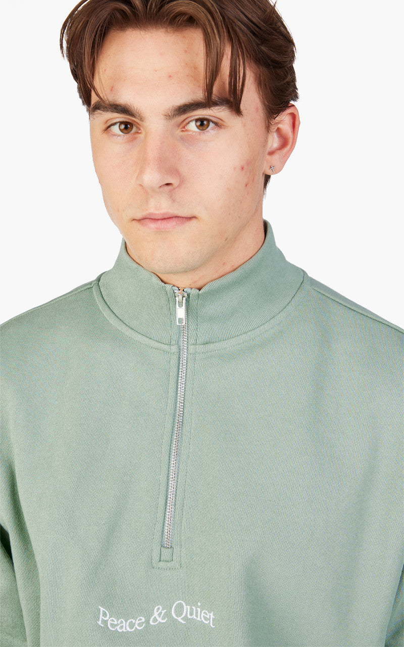 Museum of Peace & Quiet Wordmark Quarter Zip Sage