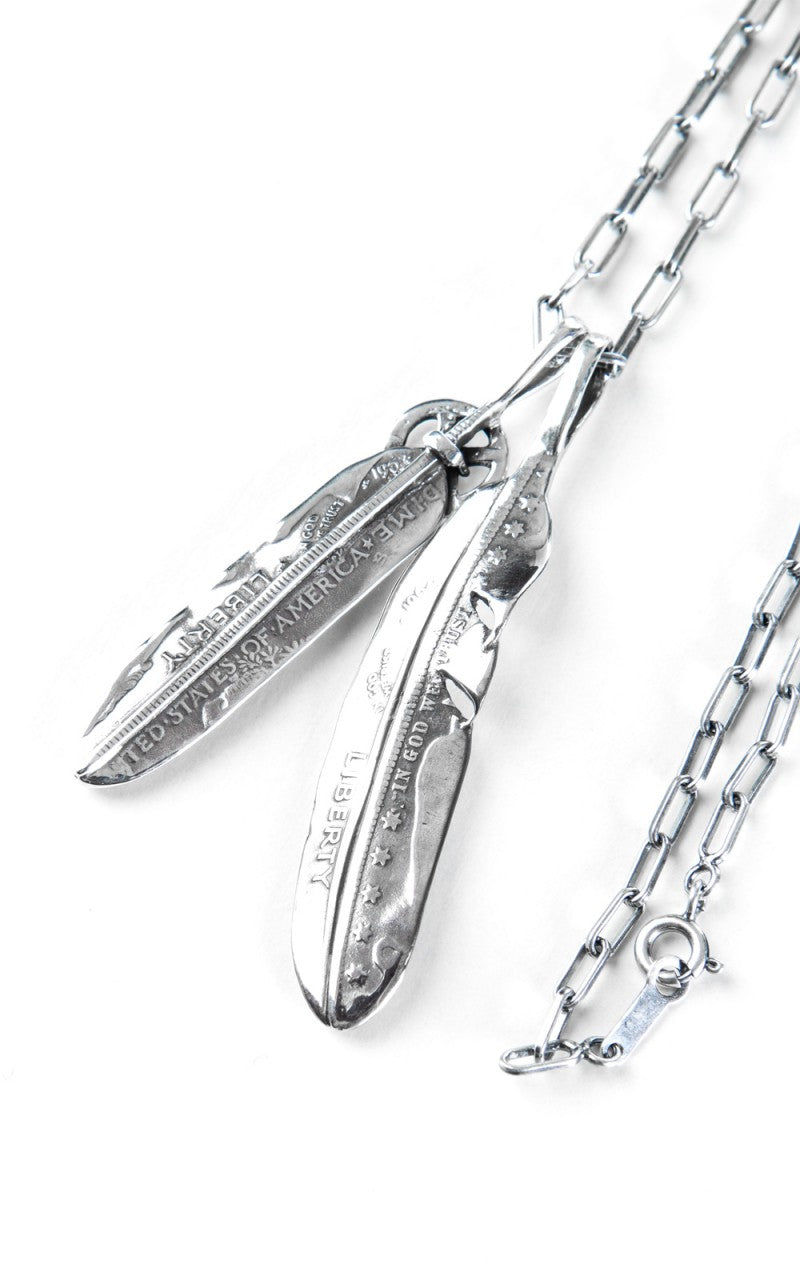 North Works N-532 Necklace 925 Silver Two Feathers