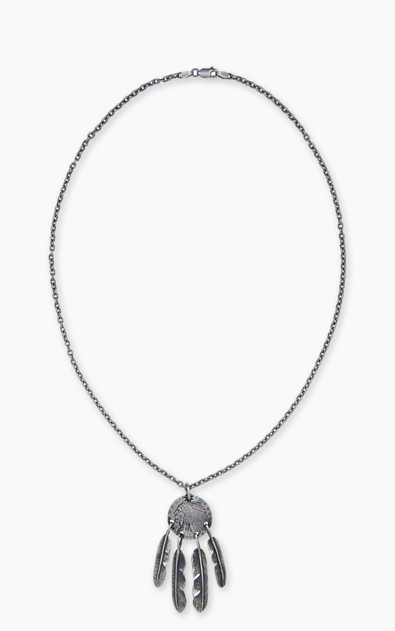 North Works N-669 Necklace 925 Silver Indian Coin Feather