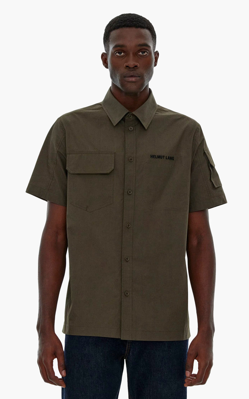 Helmut Lang Cargo Short-Sleeve Shirt Burnt Olive