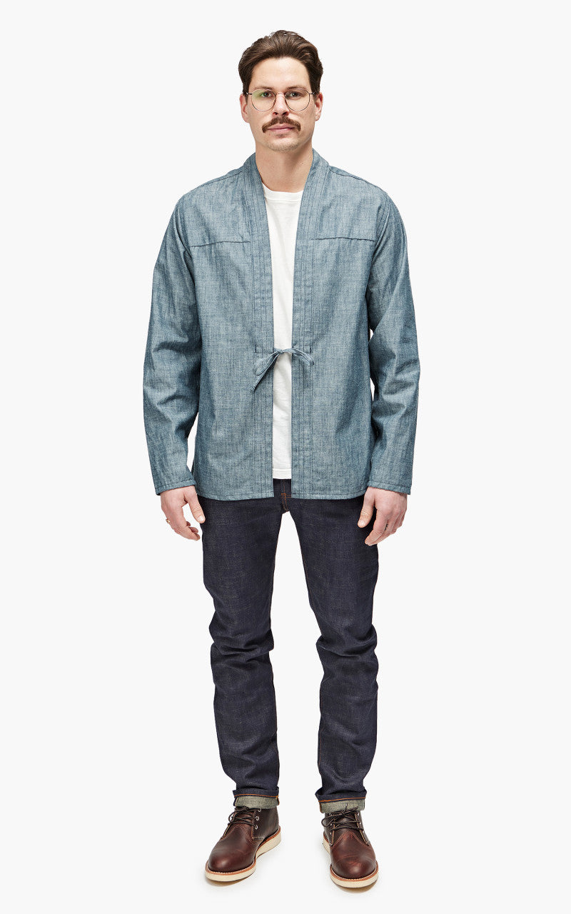 Naked & Famous Denim Kimono Shirt Chambray Rinsed Blue 5oz