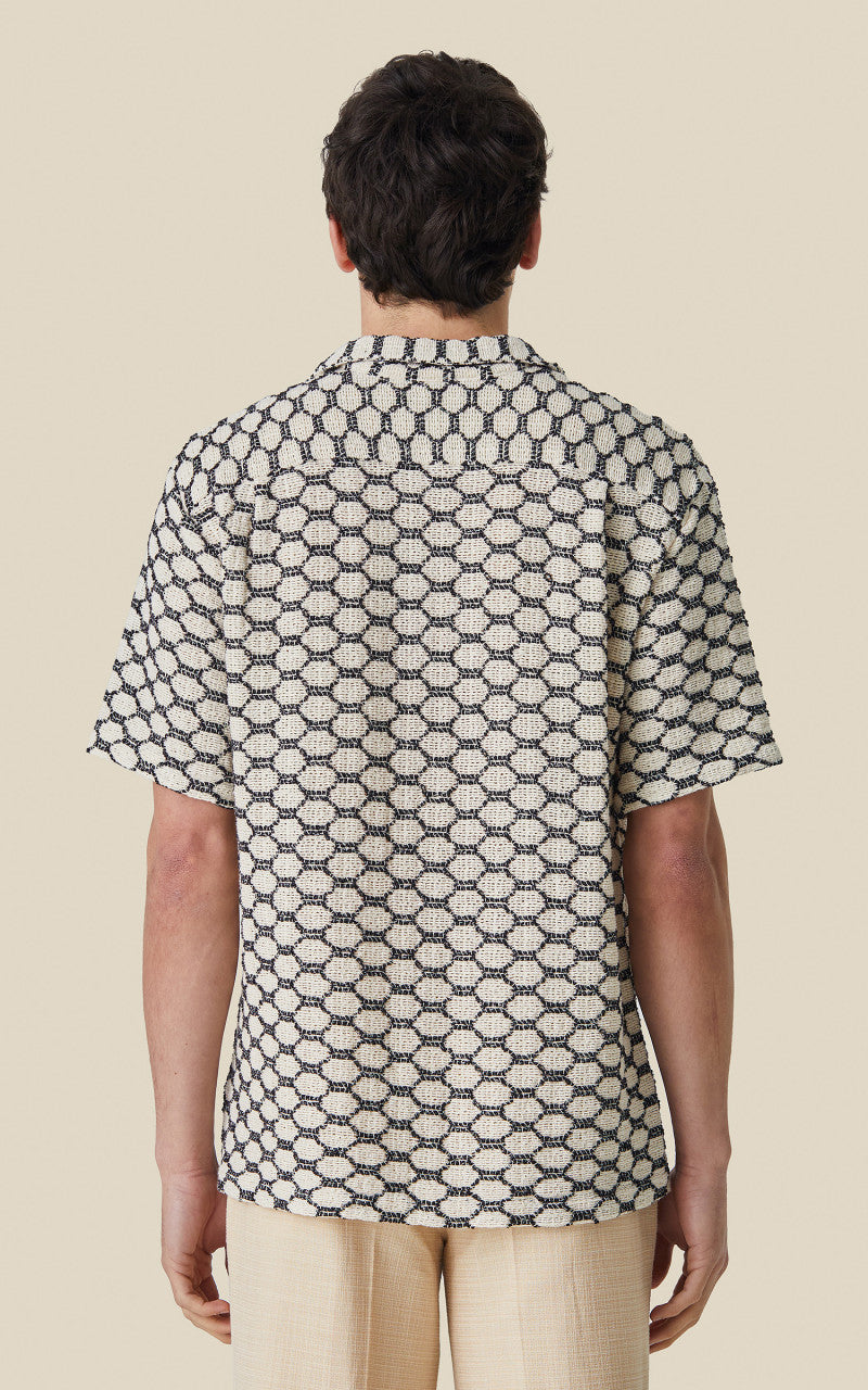 Portuguese Flannel Net Camp Collar Shirt Black