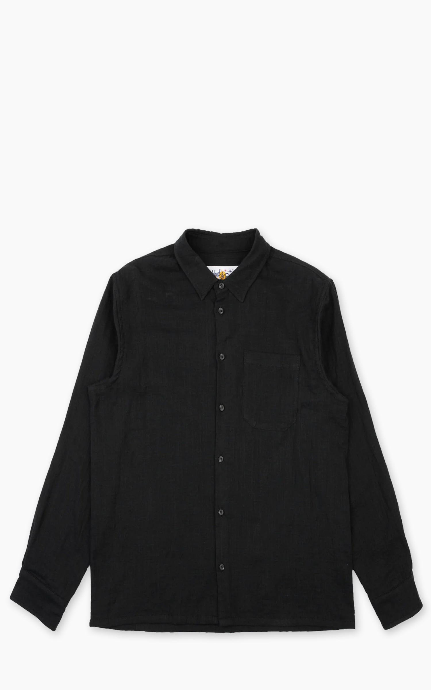 Naked & Famous Denim True Shirt Double Weave Slub Gauze Black