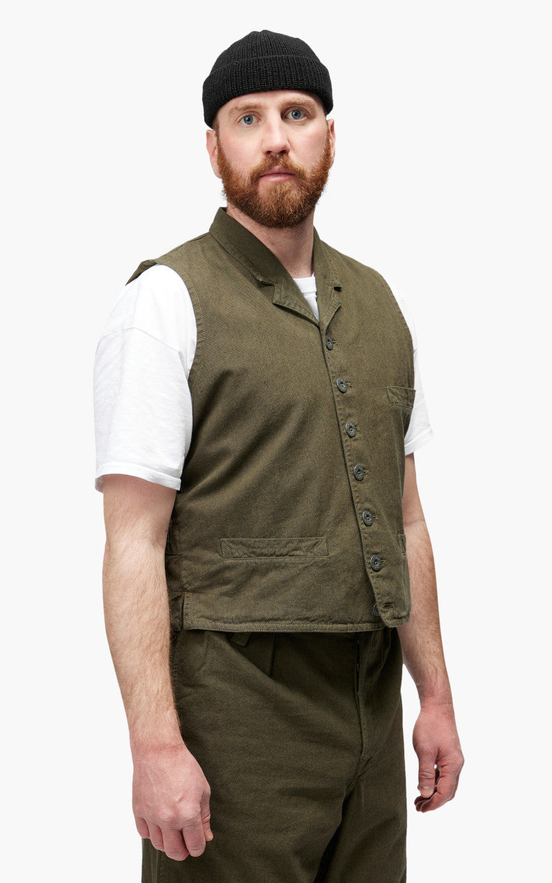 Nigel Cabourn Waistcoat Cotton Broken Twill Army