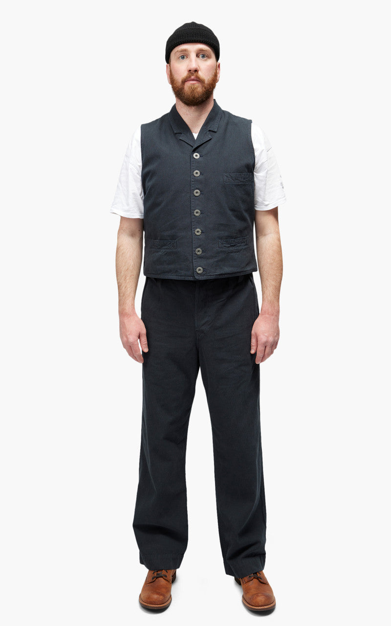 Nigel Cabourn Waistcoat Cotton Broken Twill Navy