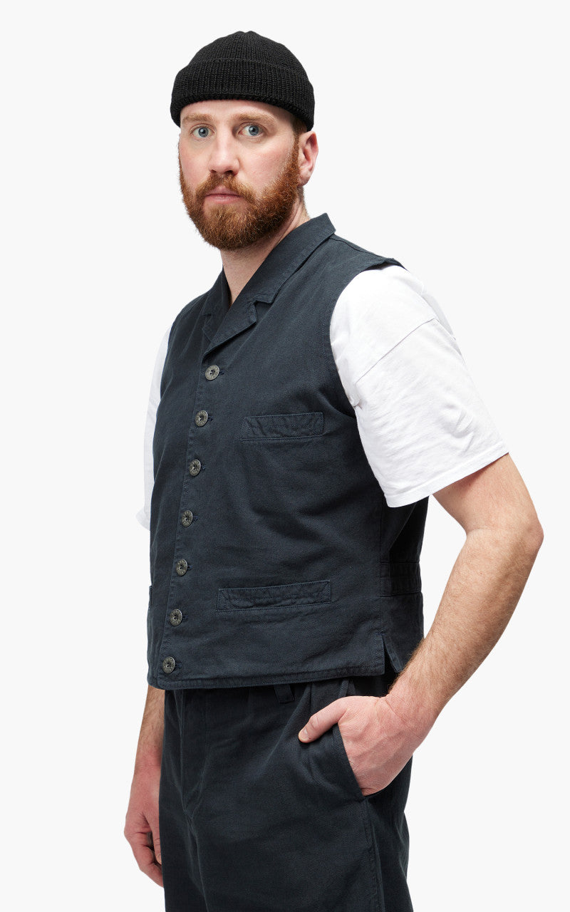 Nigel Cabourn Waistcoat Cotton Broken Twill Navy