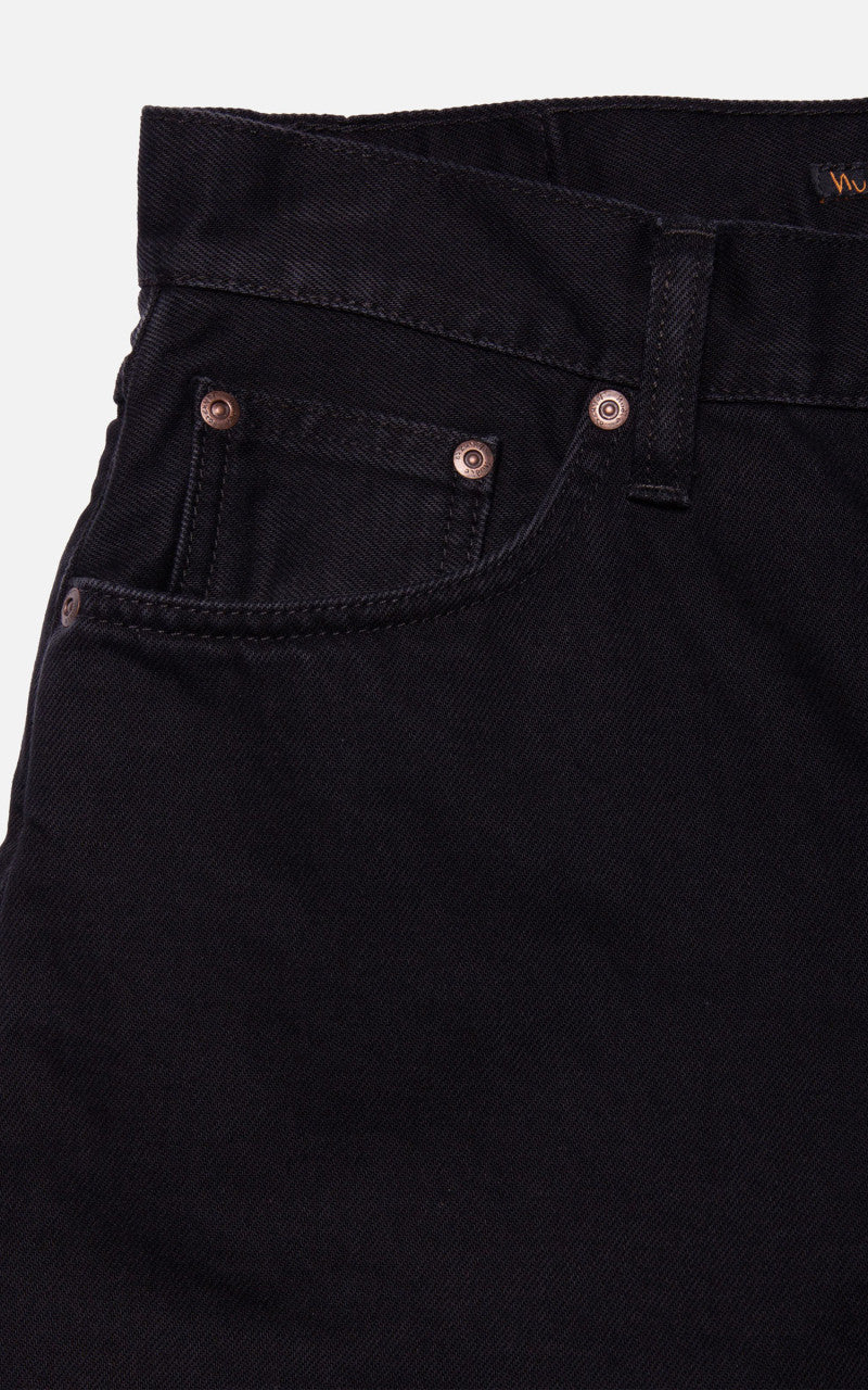 Nudie Jeans Seth Denim Shorts Aged Black
