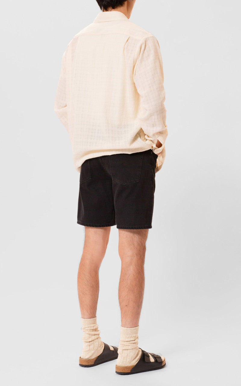 Nudie Jeans Seth Denim Shorts Aged Black