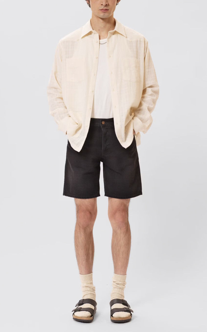 Nudie Jeans Seth Denim Shorts Aged Black