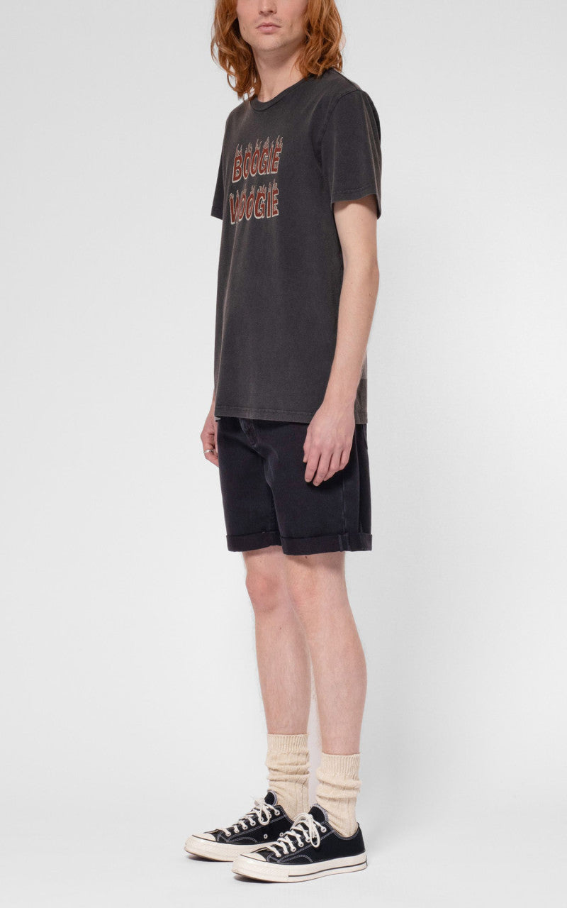 Nudie Jeans Josh Denim Shorts Aged Black