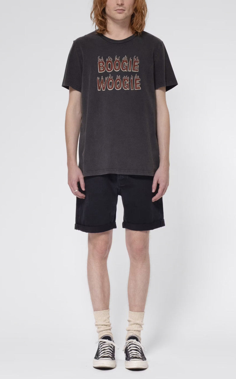 Nudie Jeans Josh Denim Shorts Aged Black