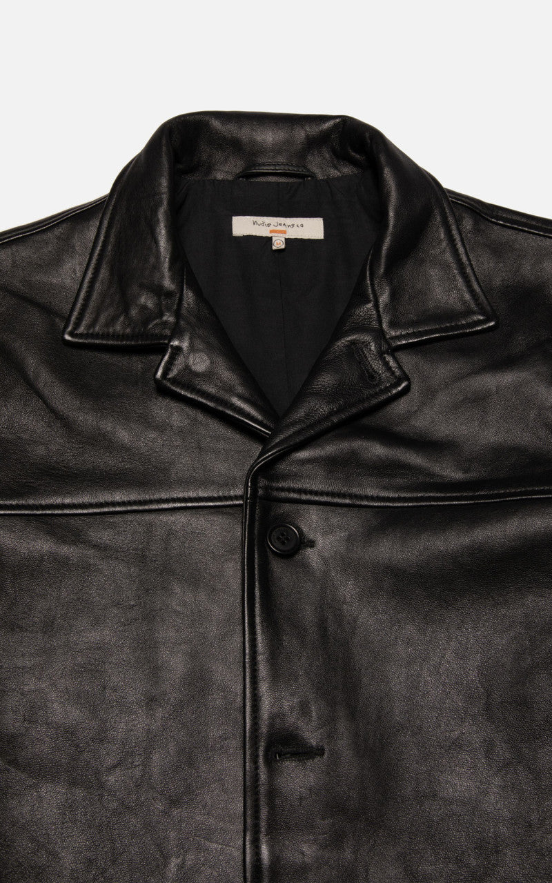 Nudie Jeans Ferry Leather Jacket Black