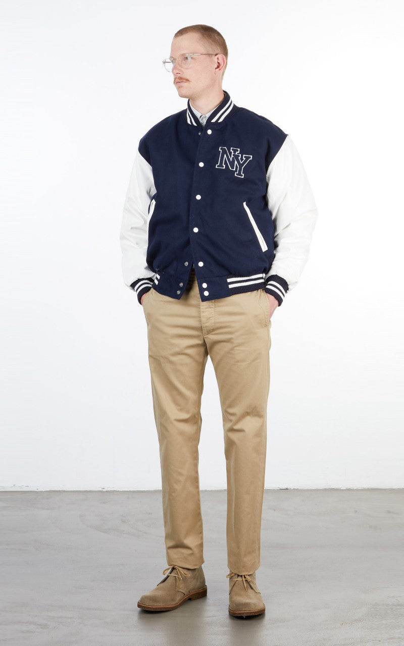 Military Surplus Varsity Jacket Navy/White
