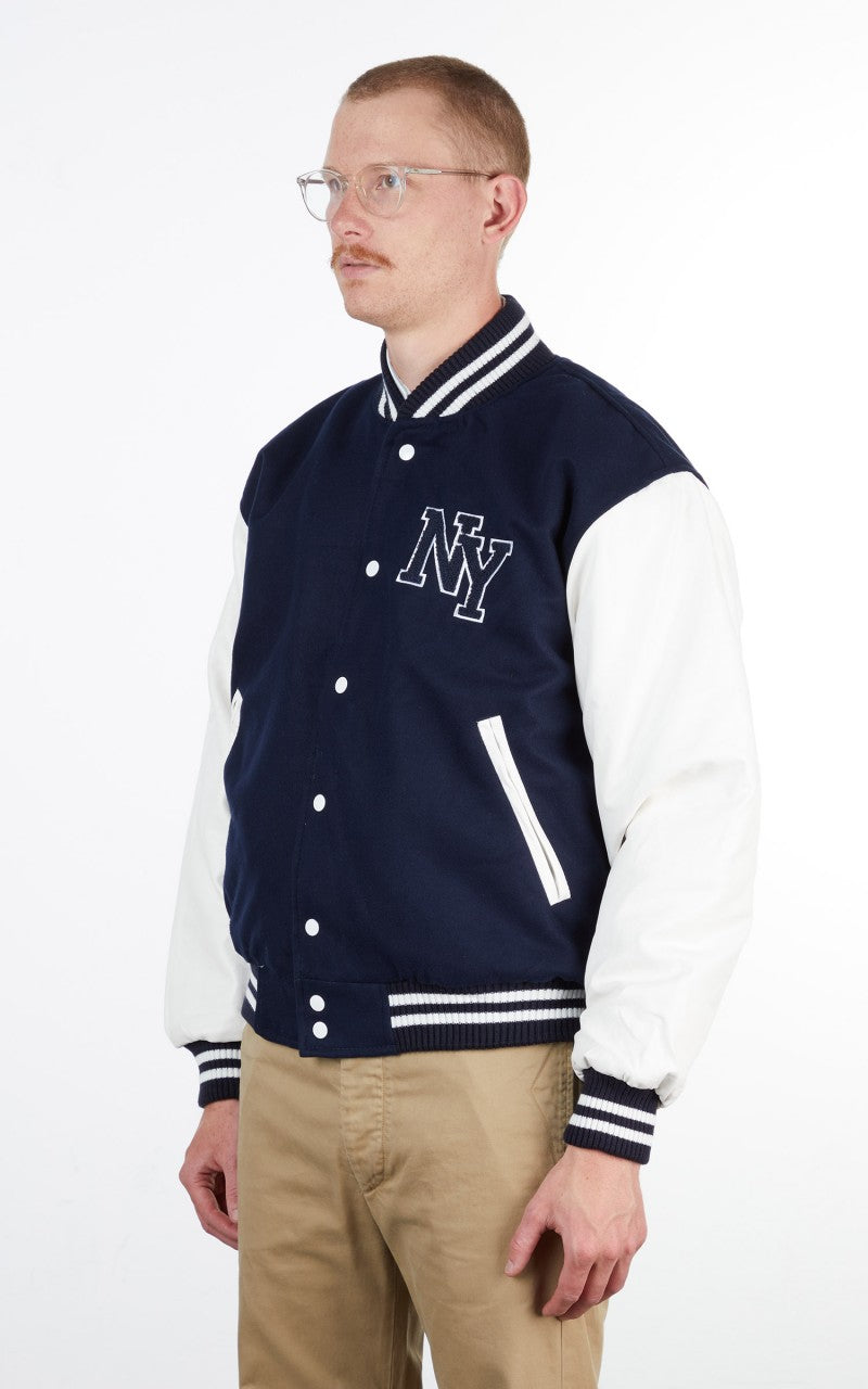 Military Surplus Varsity Jacket Navy/White
