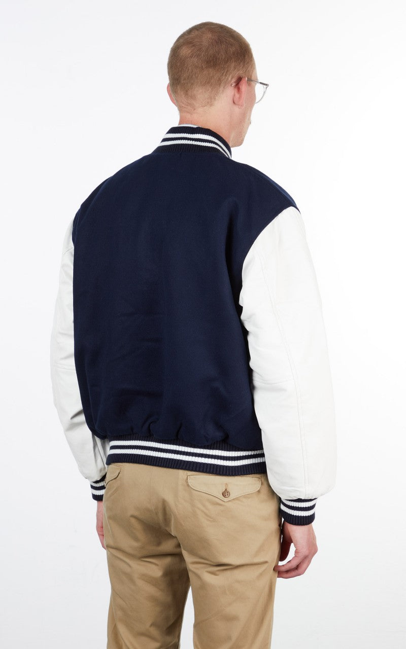 Military Surplus Varsity Jacket Navy/White