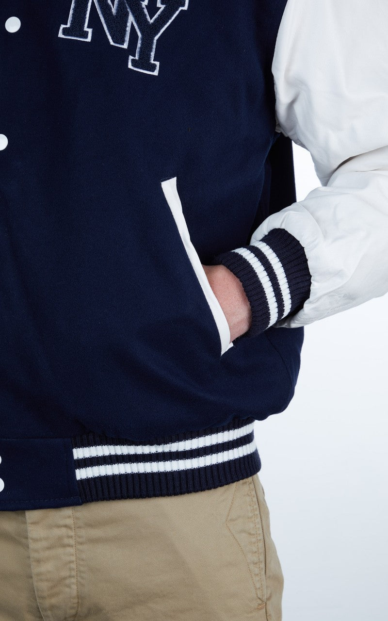 Military Surplus Varsity Jacket Navy/White
