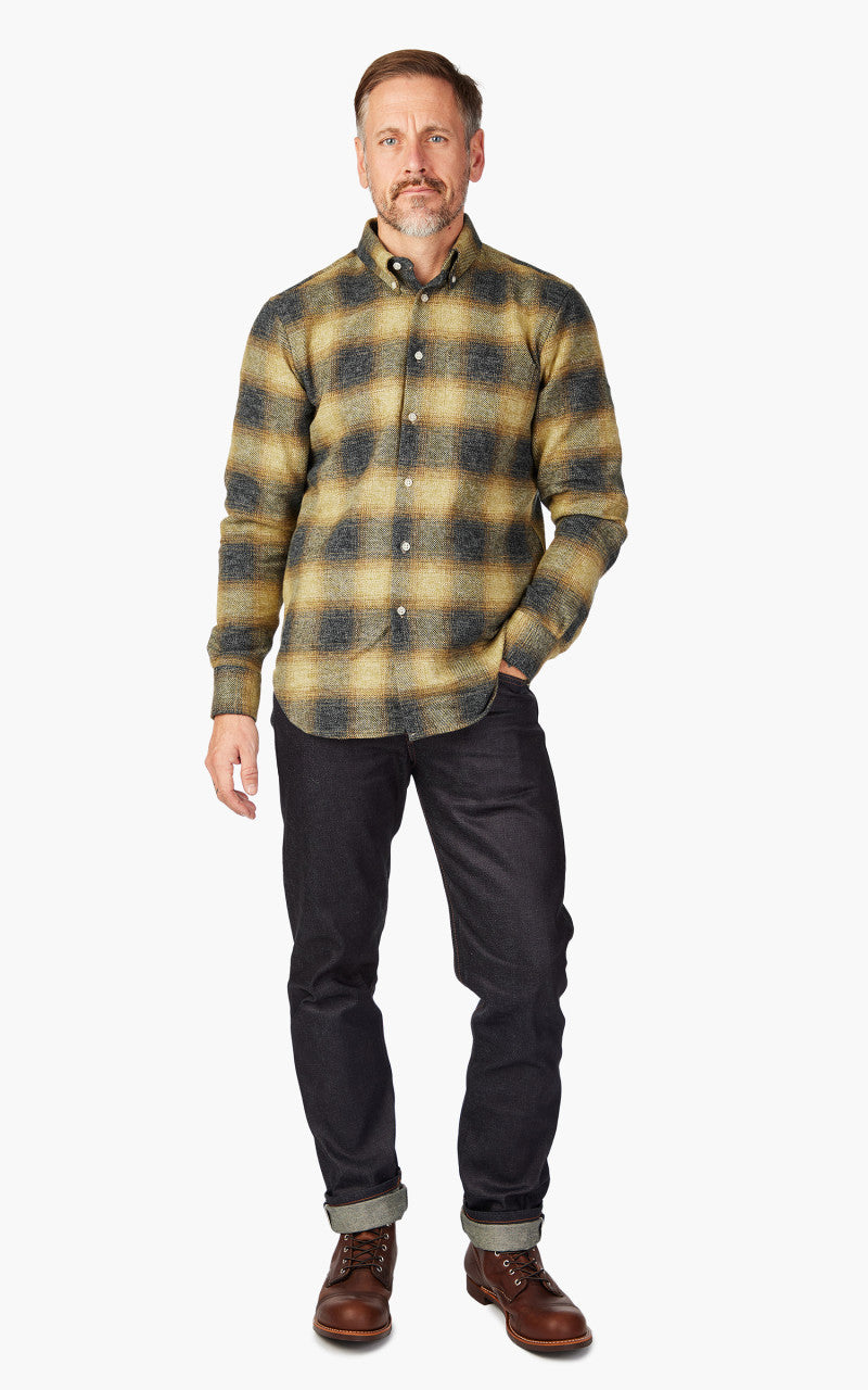 Naked & Famous Denim Easy Shirt Tweedy Cotton Vintage Brushed Yellow