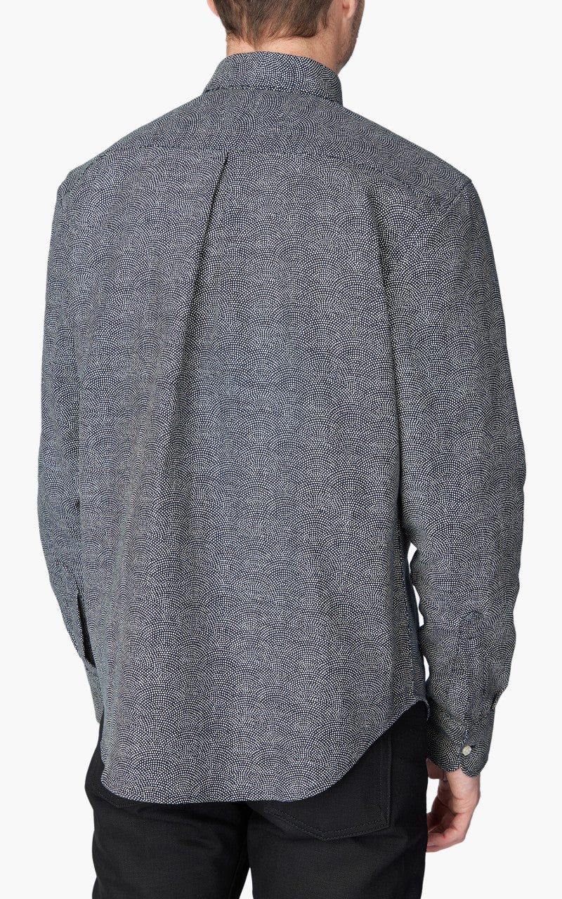 Naked & Famous Denim Easy Shirt Kimono Print Scales Indigo