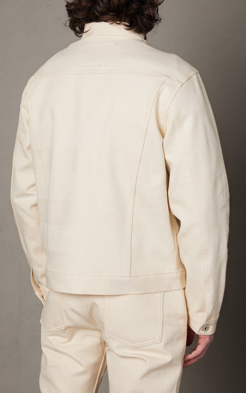 Naked & Famous Denim Jacket Undyed Frankenstein Denim Ecru