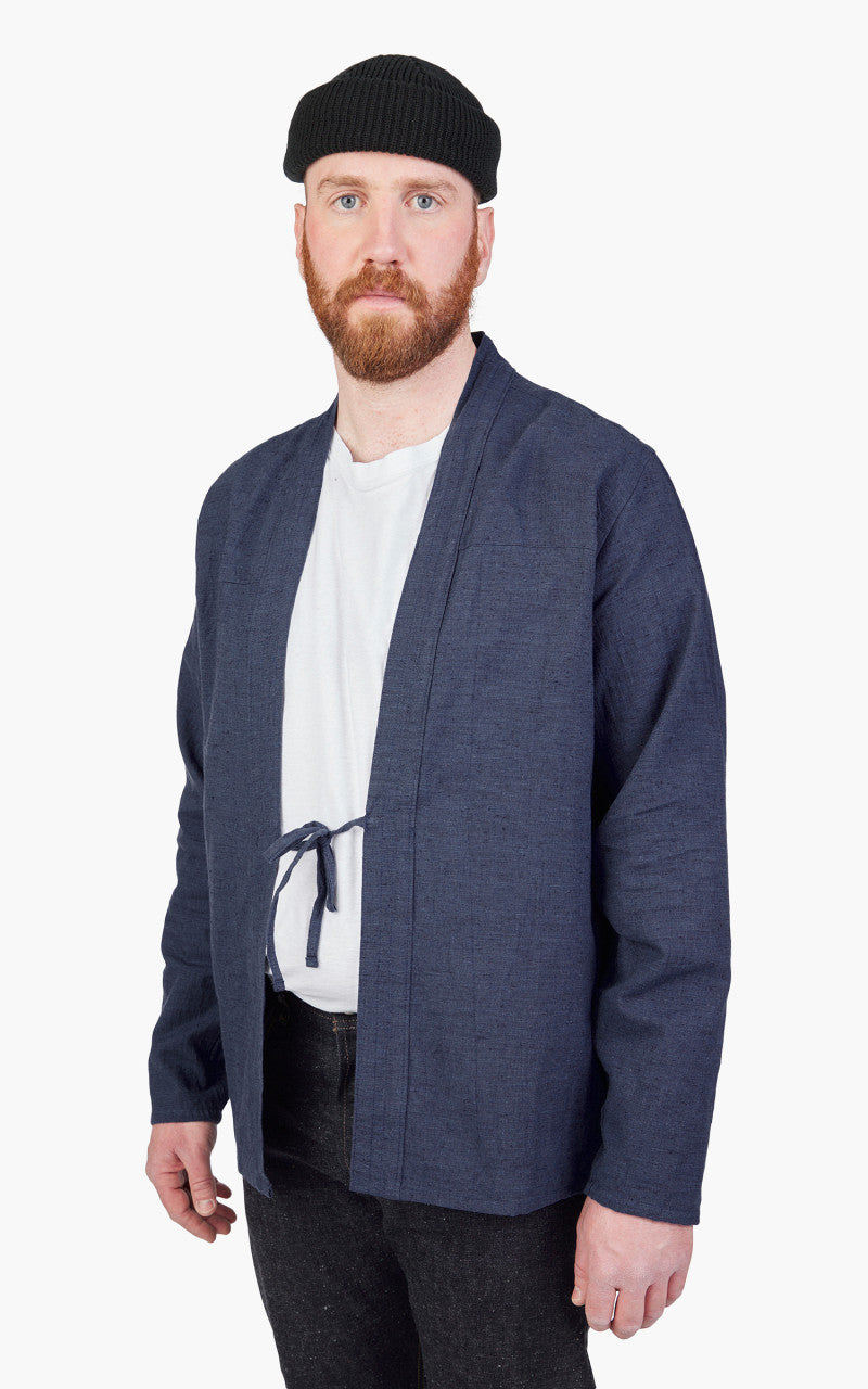 Naked & Famous Denim Kimono Shirt Linen Cotton Nep Navy