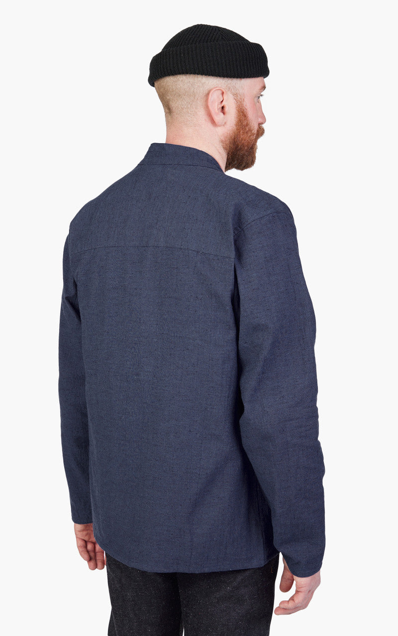 Naked & Famous Denim Kimono Shirt Linen Cotton Nep Navy